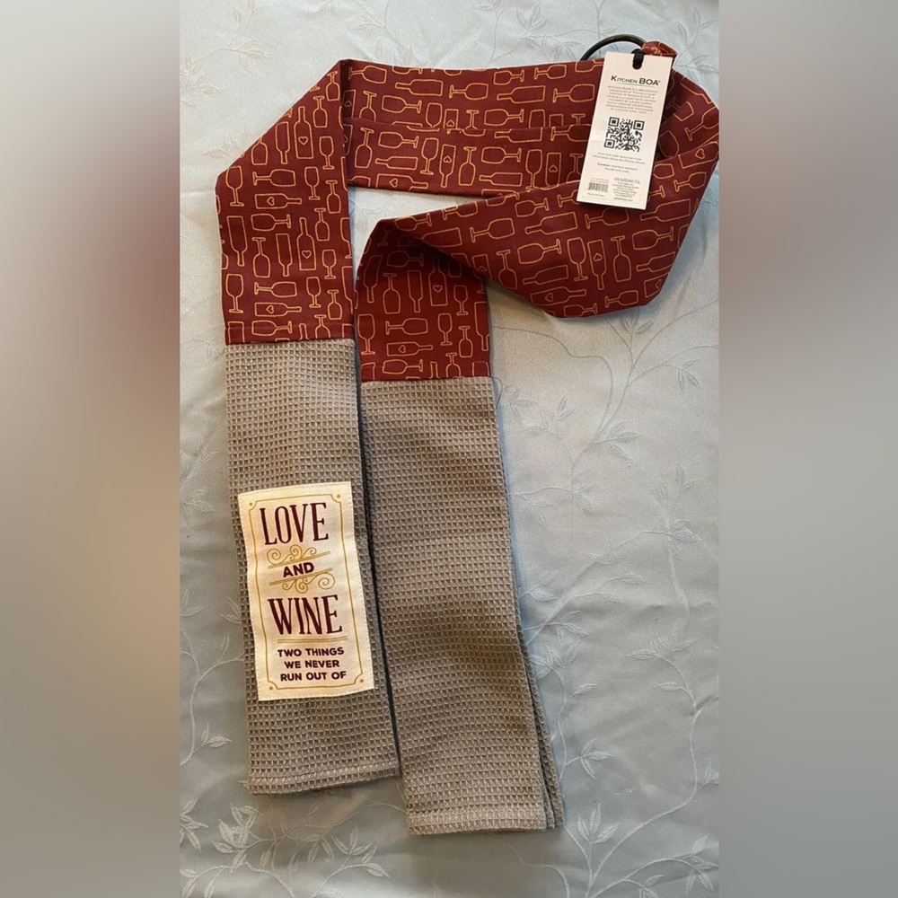 DEMDACO BOA Kitchen Towel Love and Wine Two Things We Never Run Out Of NWT